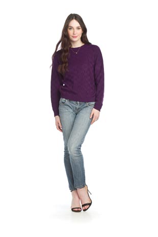 ST-15241 - Check Knit Pullover Sweater - Colors: Red, Purple - Available Sizes:XS-XXL - Catalog Page:15 
